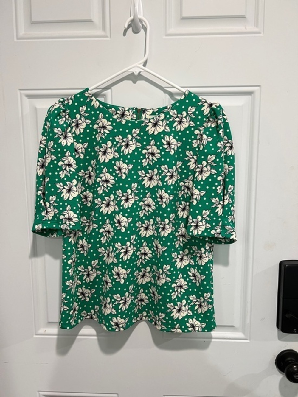 MELLODAY Emerald Green Floral Short Sleeve Blouse